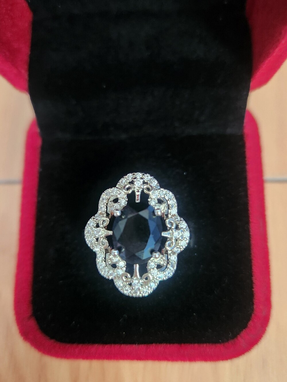 New 925 Silver Oval Cut Onyx Diamond Ring for Women